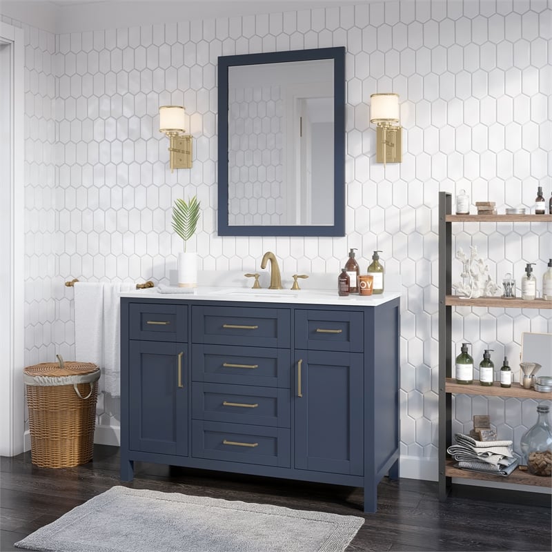 Tahoe 48 in. Bathroom Vanity in Midnight Blue with Countertop