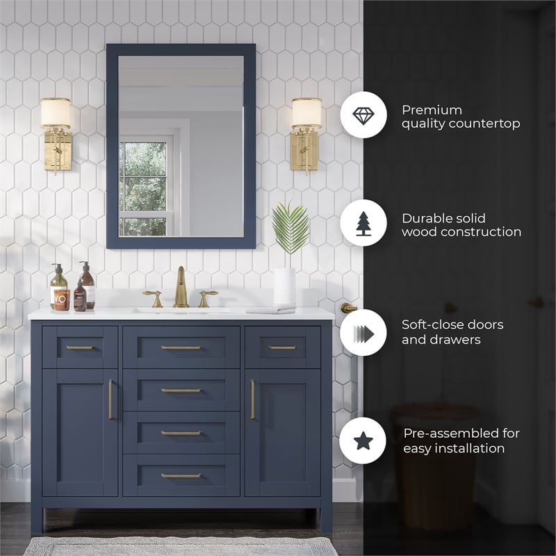 Tahoe 48 in. Bathroom Vanity in Midnight Blue with Countertop
