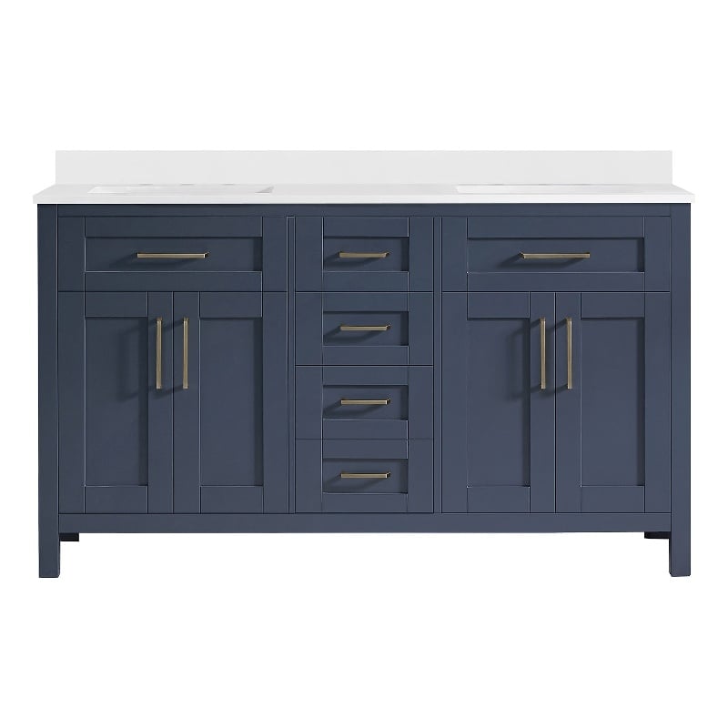 Tahoe 60 in. Double Sink Bathroom Vanity in Midnight Blue with Countertop