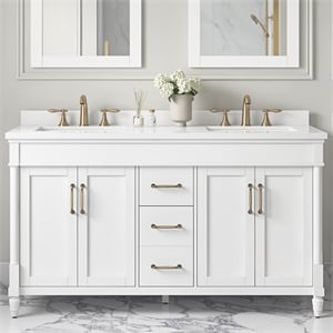 OVE Salisbury 60&quot Double Bathroom Vanity in Pure White with White Countertop
