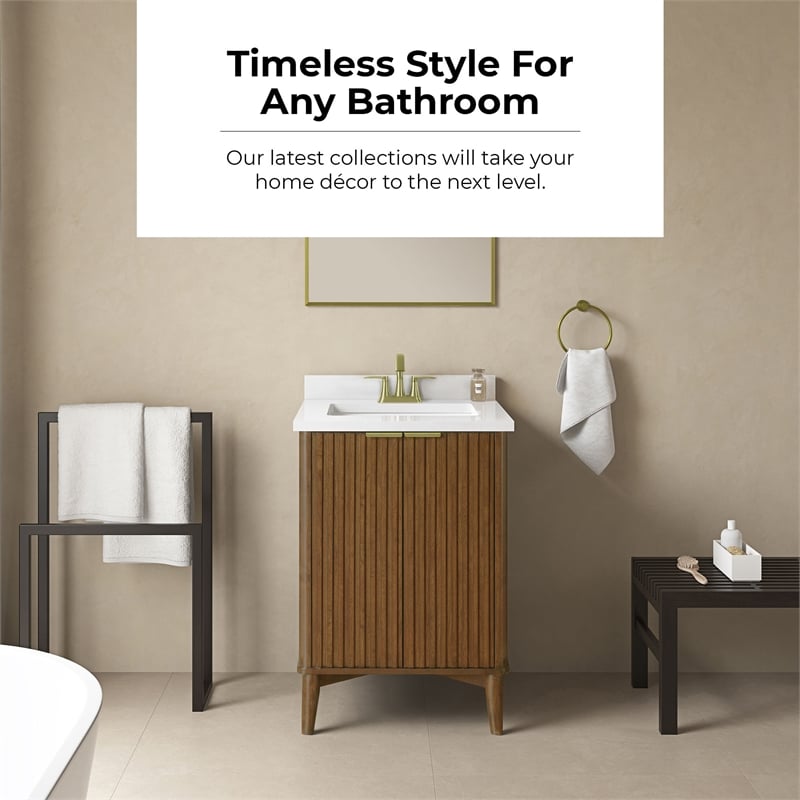 Gabi 24 in. Single Sink Freestanding Warm Walnut Bathroom Vanity