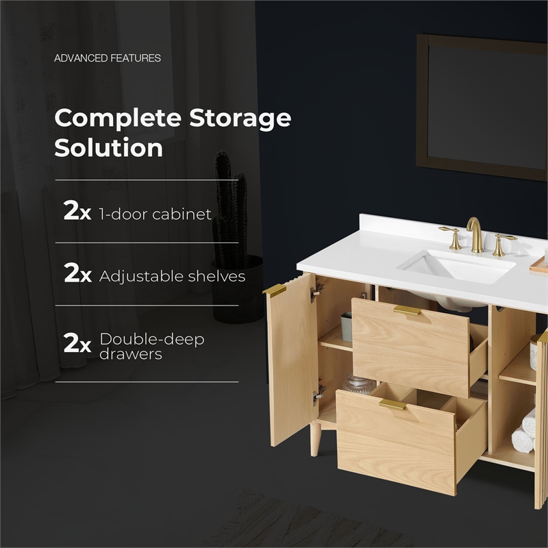 Gabi 48 in. Single Sink Freestanding Rustic Ash Bathroom Vanity