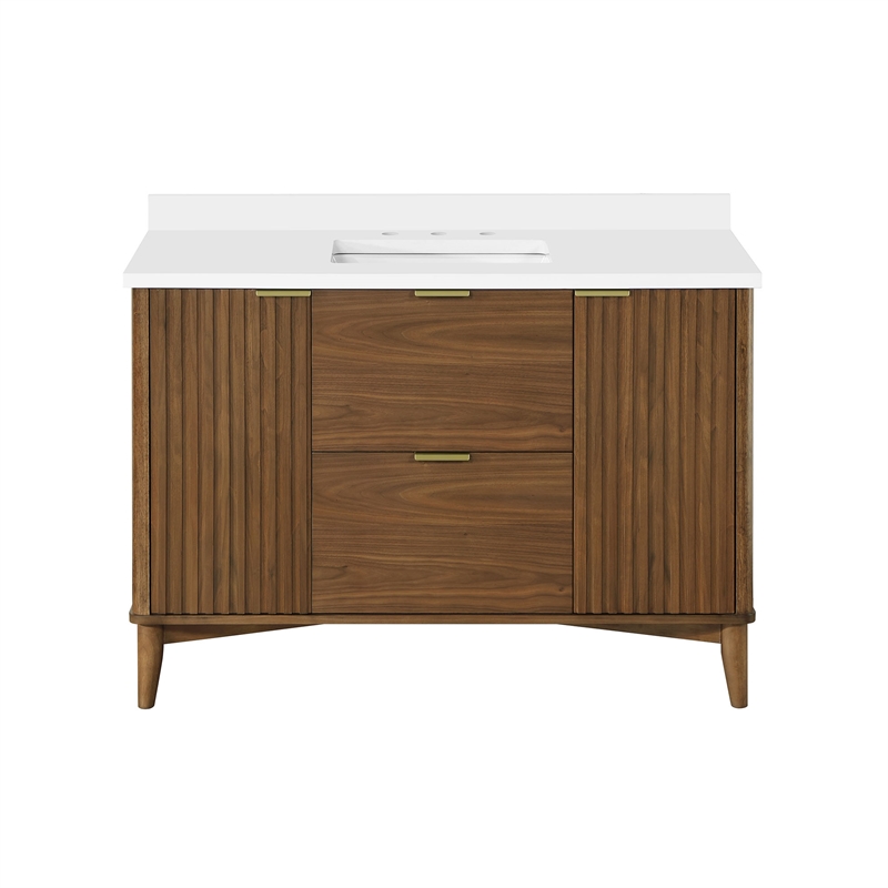 Gabi 48 in. Single Sink Freestanding Warm Walnut Bathroom Vanity