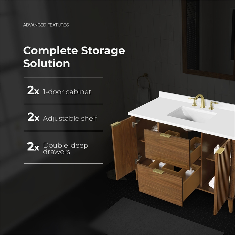 Gabi 48 in. Single Sink Freestanding Warm Walnut Bathroom Vanity