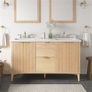 Gabi 60 in. Double Sink Freestanding Rustic Ash Bathroom Vanity