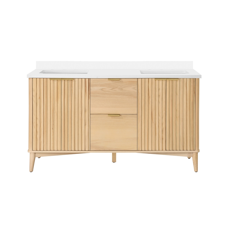 Gabi 60 in. Double Sink Freestanding Rustic Ash Bathroom Vanity