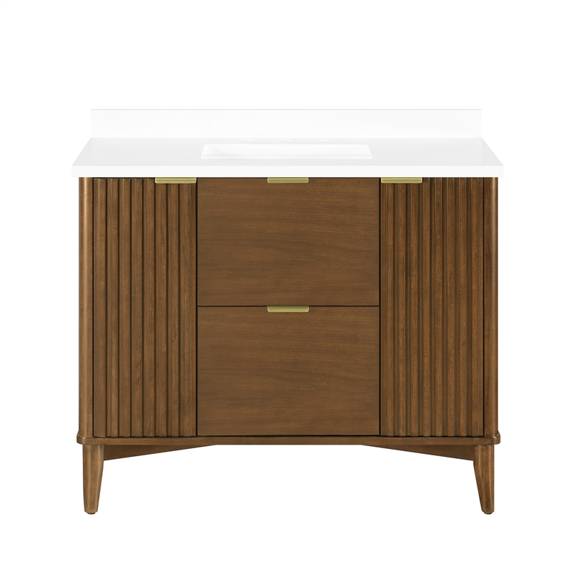 Gabi 42 in. Single Sink Freestanding Warm Walnut Bathroom Vanity