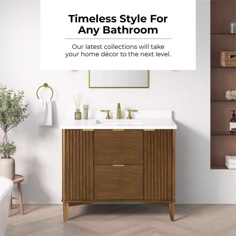 Gabi 42 in. Single Sink Freestanding Warm Walnut Bathroom Vanity