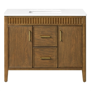 Juliette 42 in. Warm Walnut Vanity with Brushed Gold Hardware