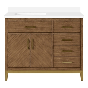 Diya 42&quot Bathroom Vanity in Macchiato with White Countertop