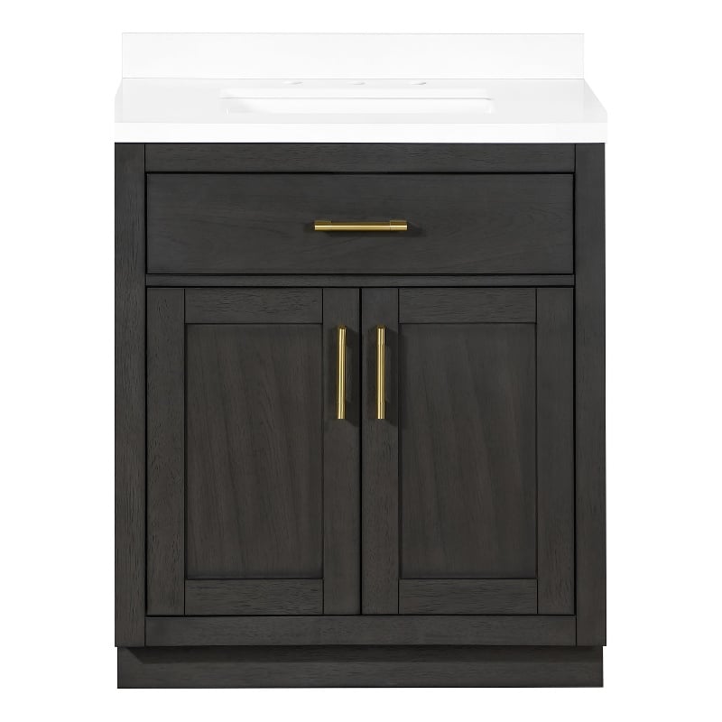 OVE Bailey 30 in. Dark Ebony Wood Bathroom Vanity with White Top