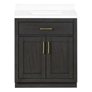 OVE Bailey 30 in. Dark Ebony Wood Bathroom Vanity with White Top