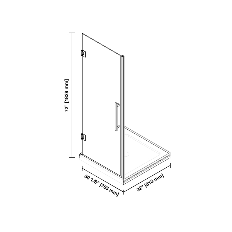 Panama 32 x 32 x 74-3/4 Alcove Shower Kit with Base and Door in Satin Nickel