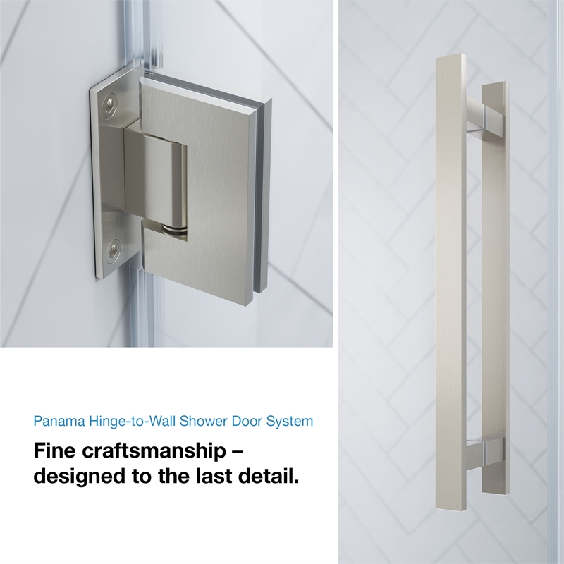Panama 32 x 32 x 74-3/4 Corner Shower Kit with Base and Door in Satin Nickel