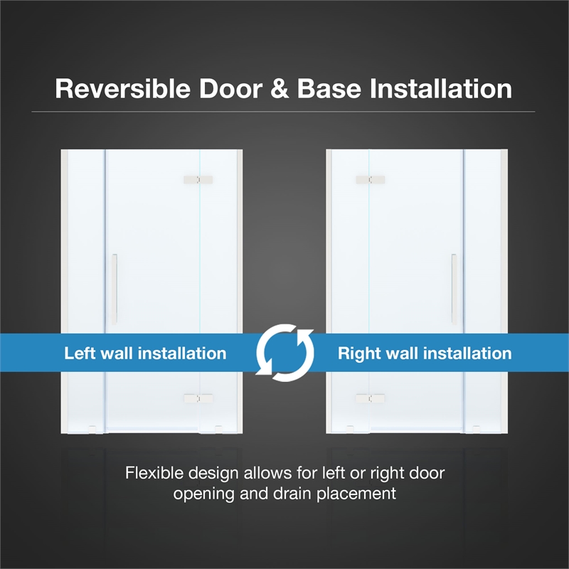 Tampa 48 x 36 x 74-3/4 Corner Shower Kit with Base and Door in Satin Nickel