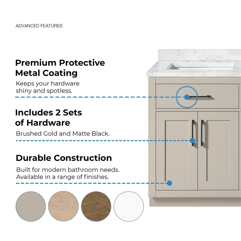 Athea 60 in. Greige Bathroom Vanity with White Top and Matte Black Hardware