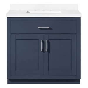Bailey 36&quot Midnight Blue Bathroom Vanity with White Top