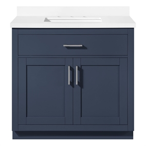 OVE Bailey 36 in. Midnight Blue Bathroom Vanity with White Top