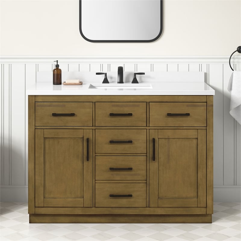 OVE Bailey 48 in. Almond Latte Bathroom Vanity with White Top