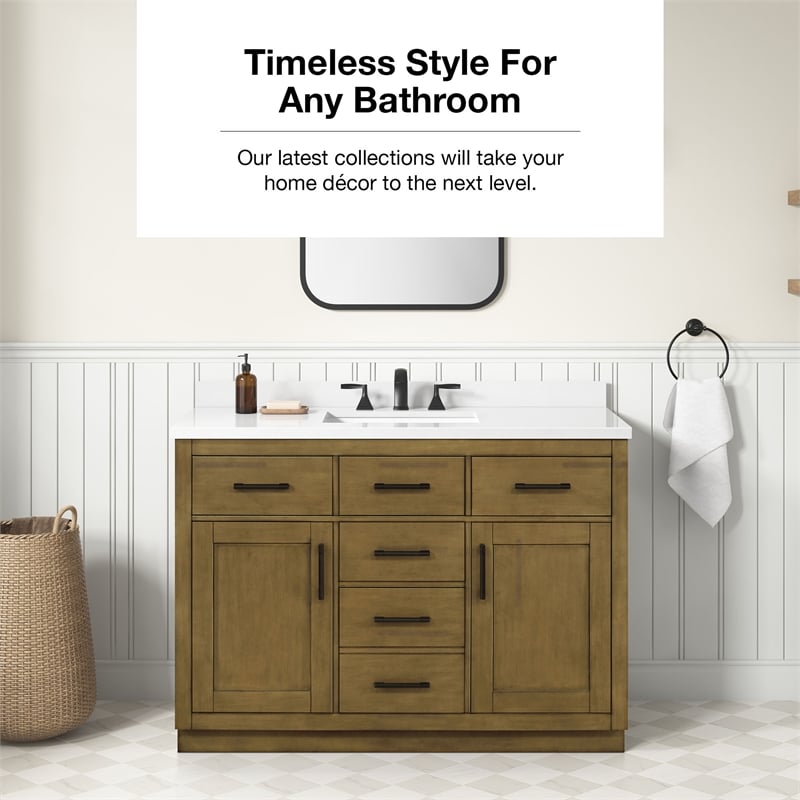 OVE Bailey 48 in. Almond Latte Bathroom Vanity with White Top