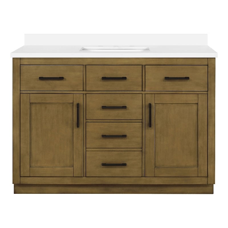 OVE Bailey 48 in. Almond Latte Bathroom Vanity with White Top