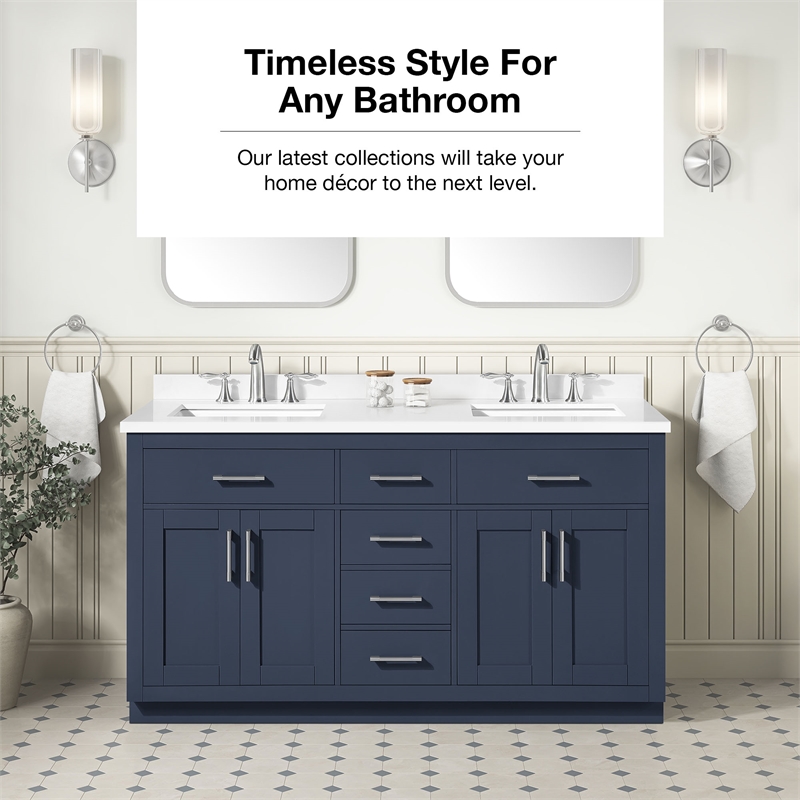 OVE Bailey 60 in. White Bathroom Vanity with White Top