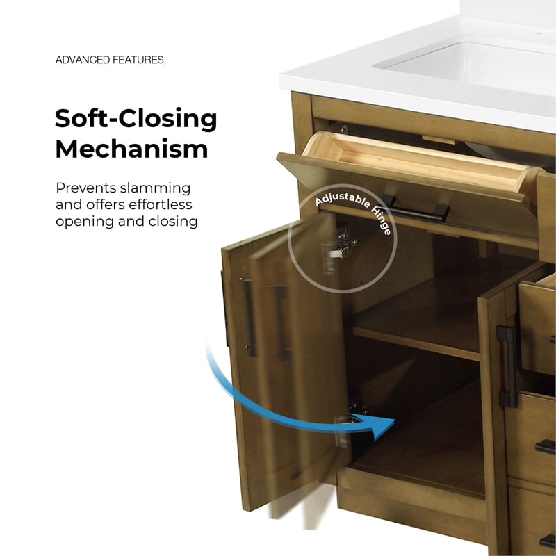 OVE Bailey 60 in. Almond Latte Bathroom Vanity with White Top