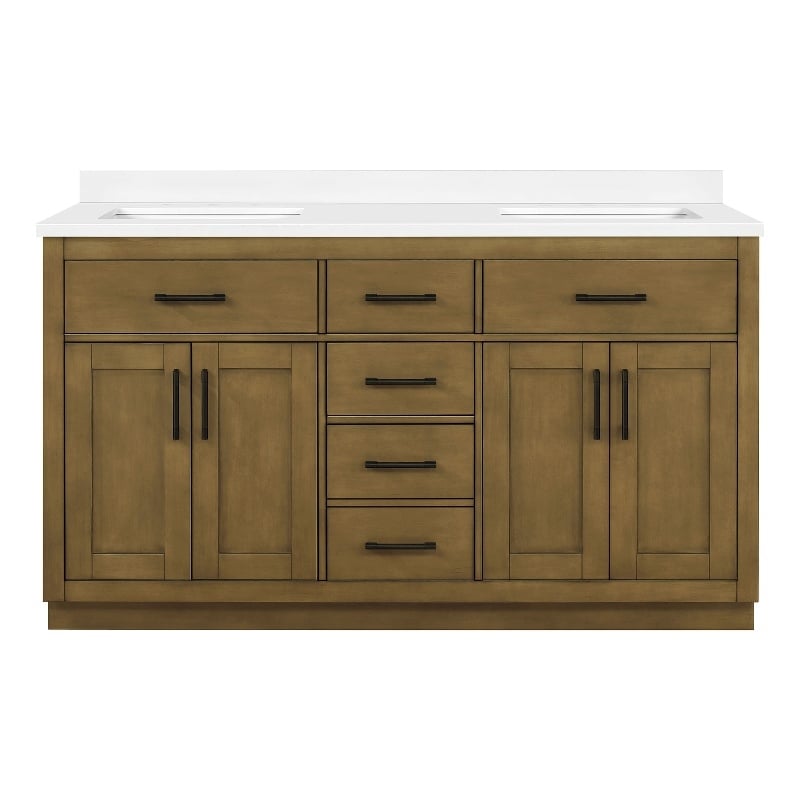 OVE Bailey 60 in. Almond Latte Bathroom Vanity with White Top