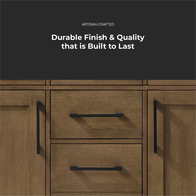 Athea 42 in. Almond Latte Bathroom Vanity with White Top Black Hardware