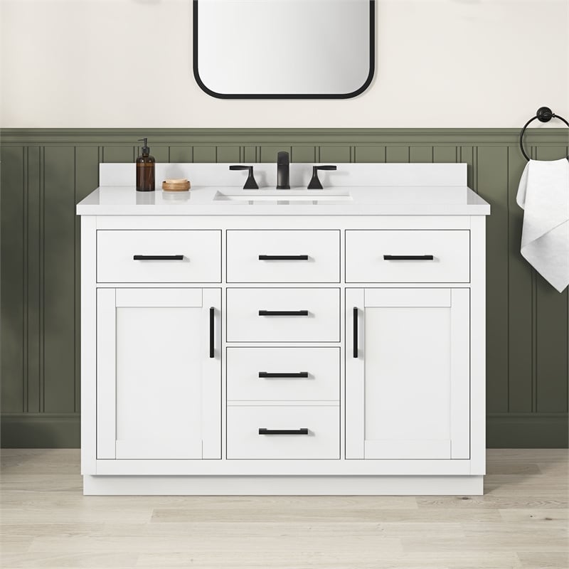 OVE Bailey 48 in. White Bathroom Vanity with White Top