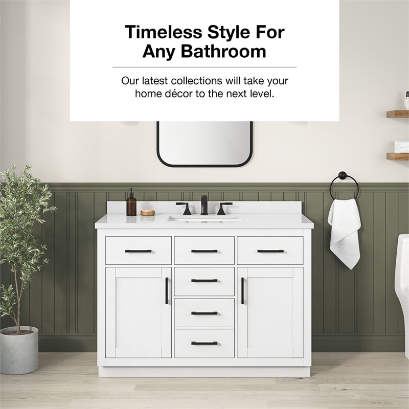 OVE Bailey 48 in. White Bathroom Vanity with White Top