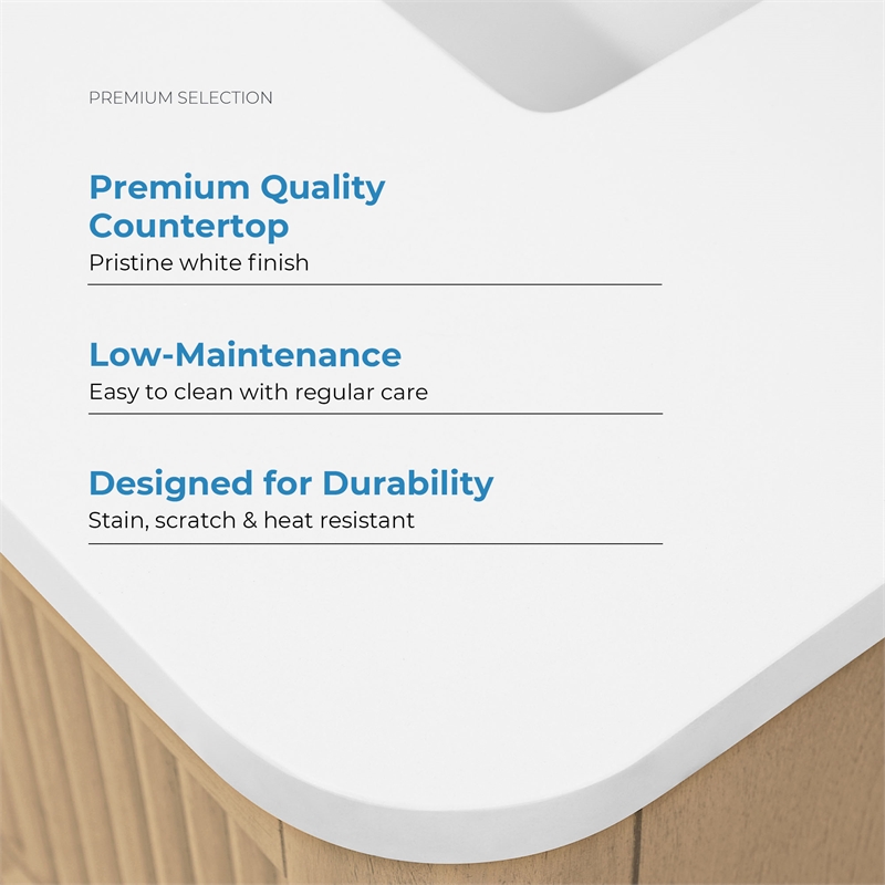 Xander 36 in. Sahara Birch Bathroom Vanity with White Engineered Stone Top