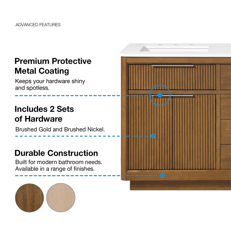 Xander 60 in. Warm Walnut Bathroom Vanity with White Engineered Stone Top