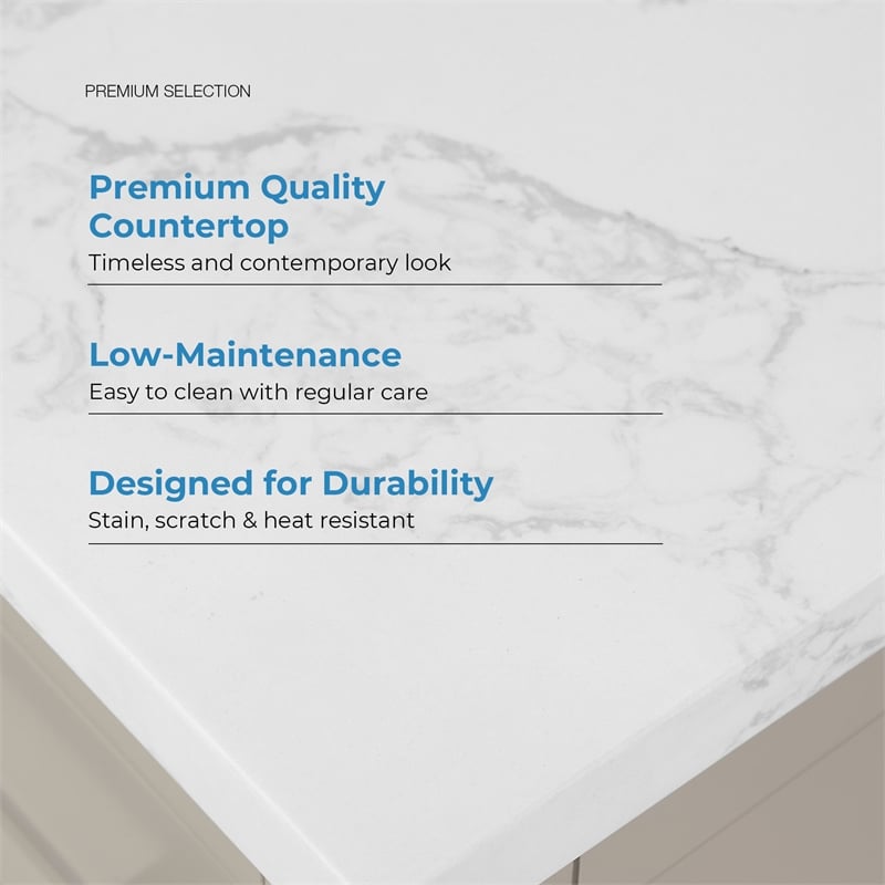 Athea 36 in. Greige Bathroom Vanity with White Top and Gold Hardware