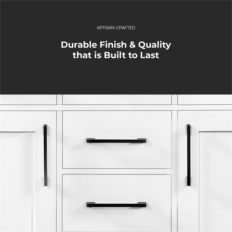 Athea 42 in. White Bathroom Vanity with White Top Black Hardware