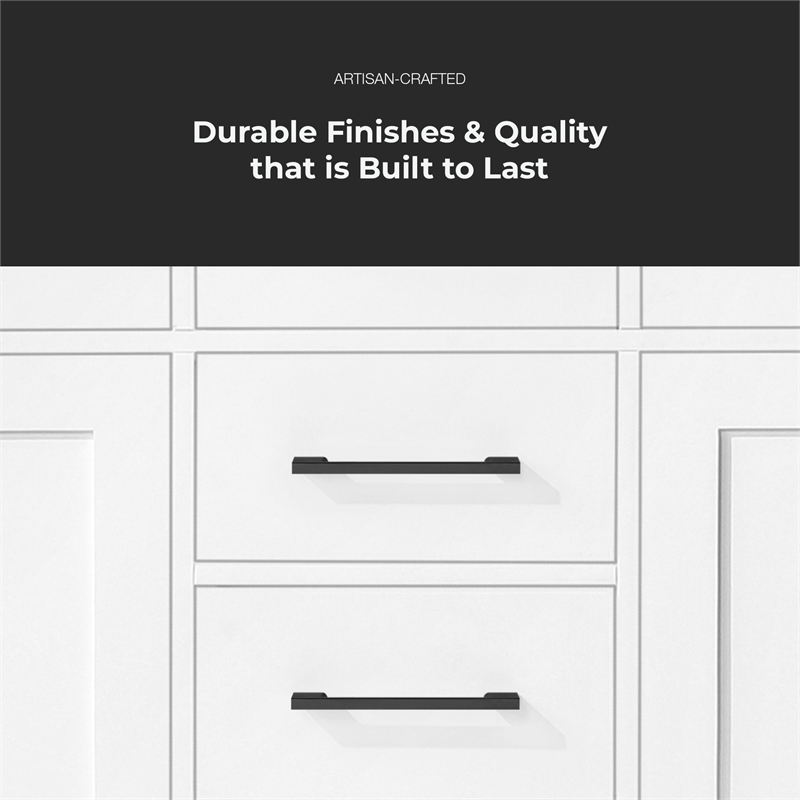 Athea 60 in. White Bathroom Vanity with White Top Black Hardware