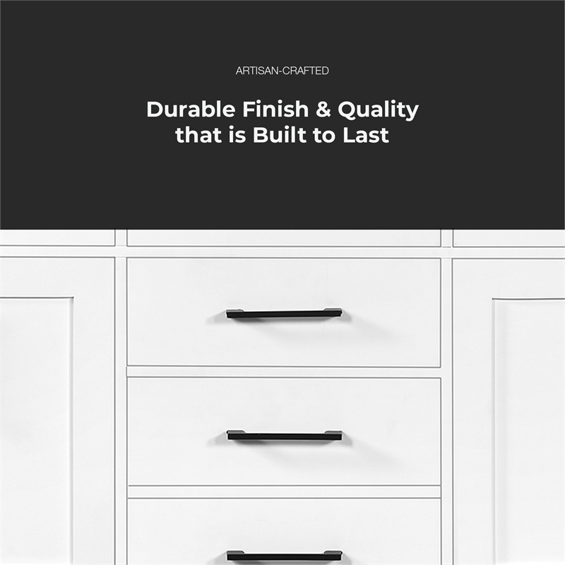 Athea 72 in. White Bathroom Vanity with White Top and Black Hardware