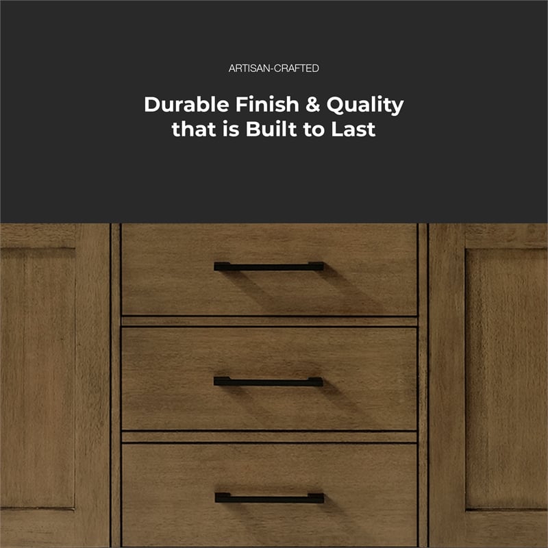 Athea 72 in. Almond Latte Bathroom Vanity with White Top and Black Hardware
