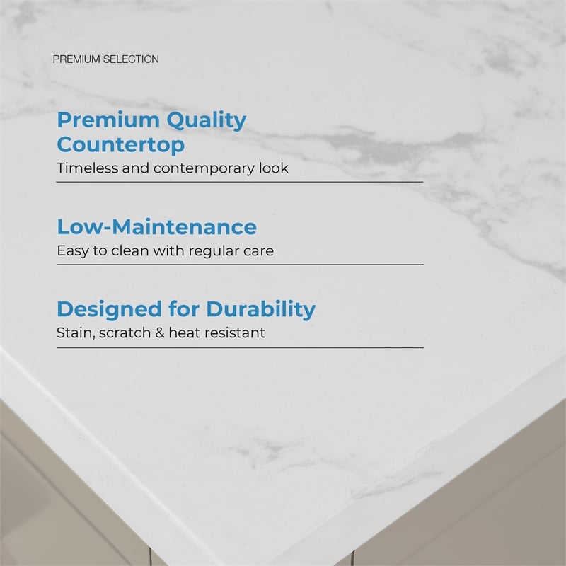 Athea 48 in. Greige Bathroom Vanity with White Top Gold Hardware