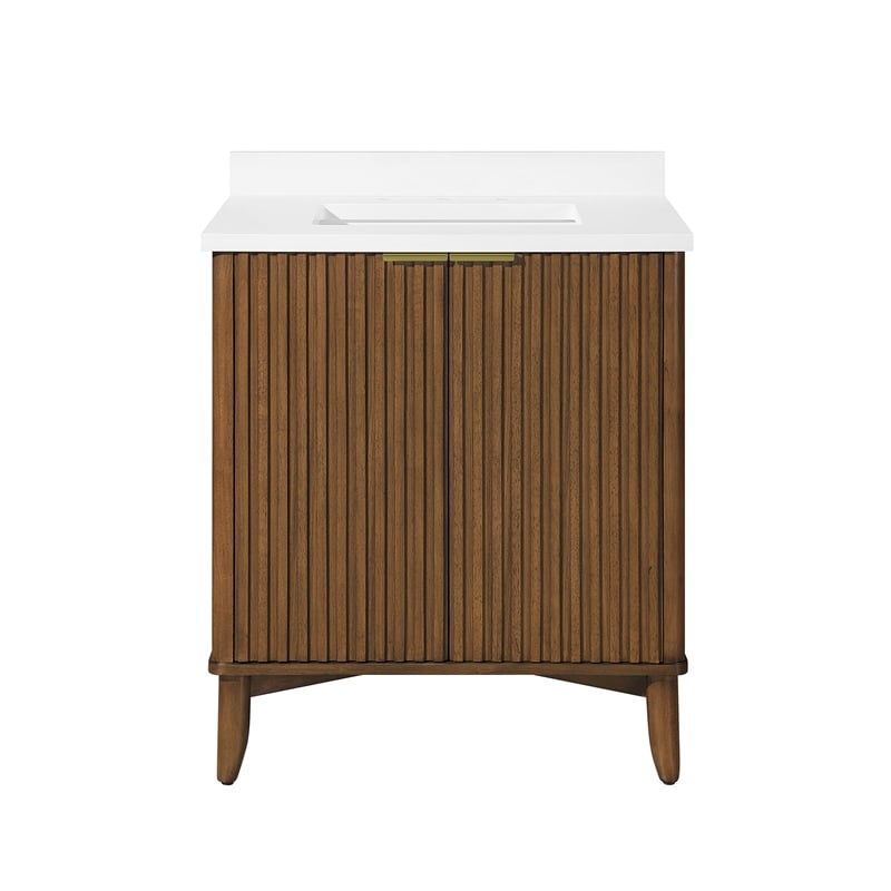Gabi 30 in. Single Sink Freestanding Warm Walnut Bathroom Vanity