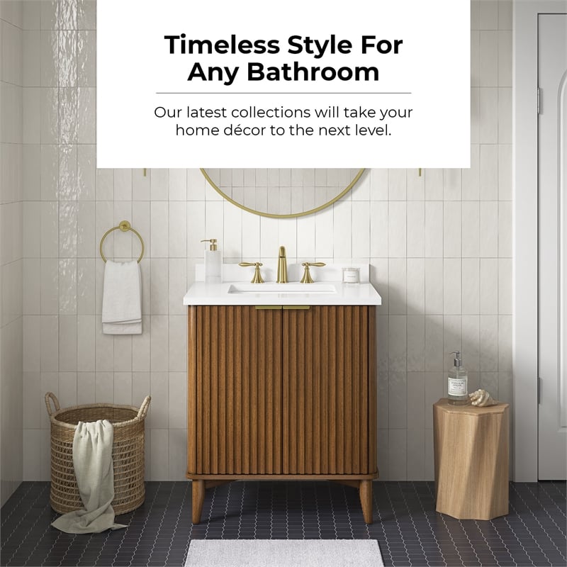 Gabi 30 in. Single Sink Freestanding Warm Walnut Bathroom Vanity