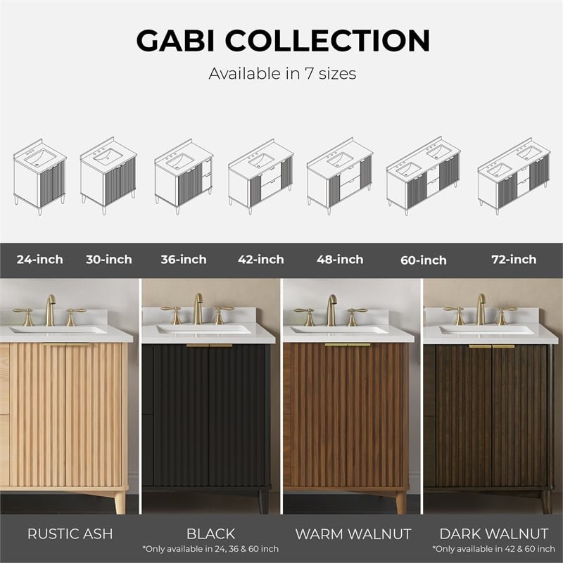 Gabi 30 in. Single Sink Freestanding Warm Walnut Bathroom Vanity
