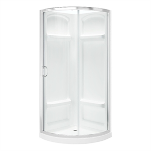 Breeze 33 x 33 x 73 in. Round Corner Shower Kit in Chrome Door Walls and Pan