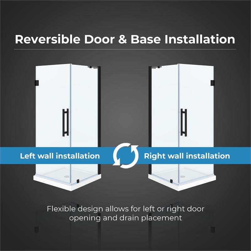 OVE Breeze 32 x 32 Corner Frameless Pivot Shower Door Kit Matte Black
