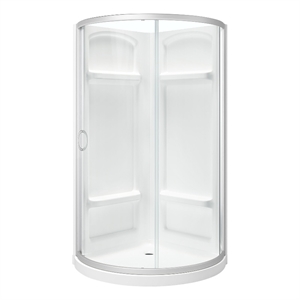 Breeze 40 x 40 x 73 in. Round Corner Shower Kit in Nickel Door Walls and Pan