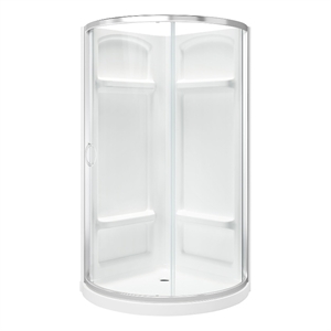 Breeze 44 x 44 x 73 in. Round Corner Shower Kit in Chrome Door Walls and Pan