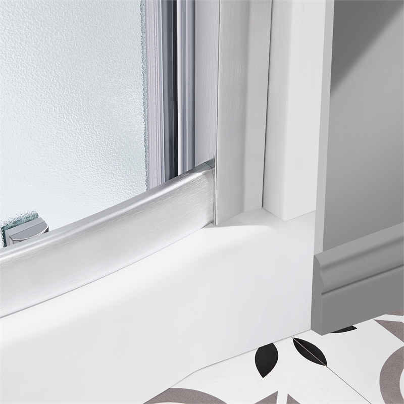 Breeze 35 in Round Corner Shower Kit Satin Nickel Frosted Sliding Door Base