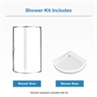 OVE Breeze 33 in. L x 33 in. W x 77 in. H Round Corner Shower Kit in Chrome with Clear Sliding Door and Shower Base Pan (Walls not Included)