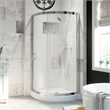 OVE Breeze 35 in. L x 35 in. W x 77 in. H Round Corner Shower Kit in Chrome with Clear Sliding Door and Shower Base Pan (Walls not Included)