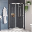 OVE Breeze 44 in. L x 44 in. W x 77 in. H Round Corner Shower Kit in Chrome with Clear Sliding Door and Shower Base Pan (Walls not Included)